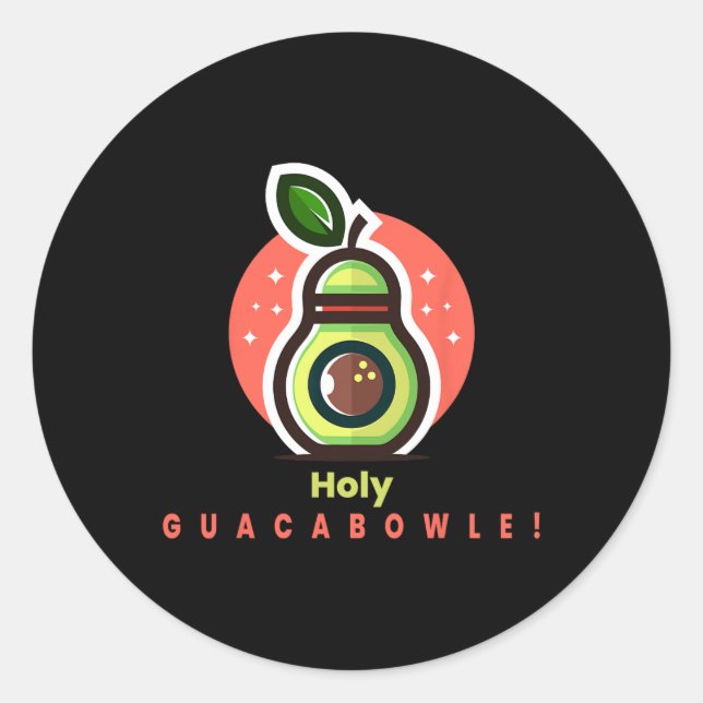 Funny Bowler Holy Guacabowle Avocado  Classic Round Sticker (Front)