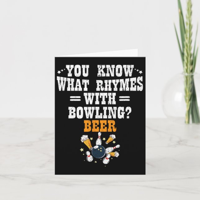Funny Bowler You Know What Rhymes With Bowling Bee Card (Front)