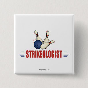 Funny Bowling 15 Cm Square Badge