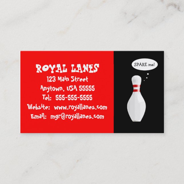 Funny Bowling Alley Business Card (Front)