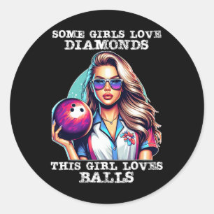 Funny Bowling Art For Women Girls Track Bowling Sp Classic Round Sticker