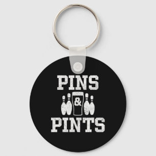 Funny Bowling Beer Drinking Bowler Pins And Pints Key Ring