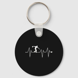 Funny Bowling Bowler Player Heartbeat Heart Pulse Key Ring