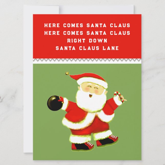 Funny Bowling Christmas Holiday Card (Front)
