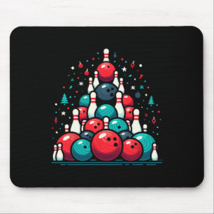 Funny Bowling Christmas Tree For Men Women Bowler Mouse Mat