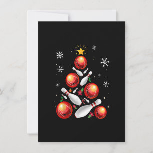 Funny Bowling Christmas Tree Lights Christmas Invitation