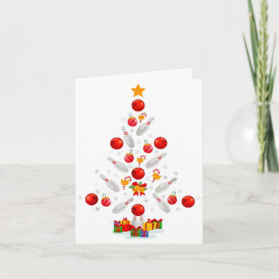 Funny Bowling Christmas Tree Lights Xmas For Men W Card