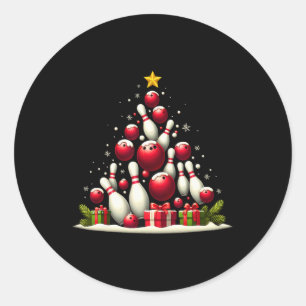 Funny Bowling Christmas Tree Lights Xmas For Men W Classic Round Sticker