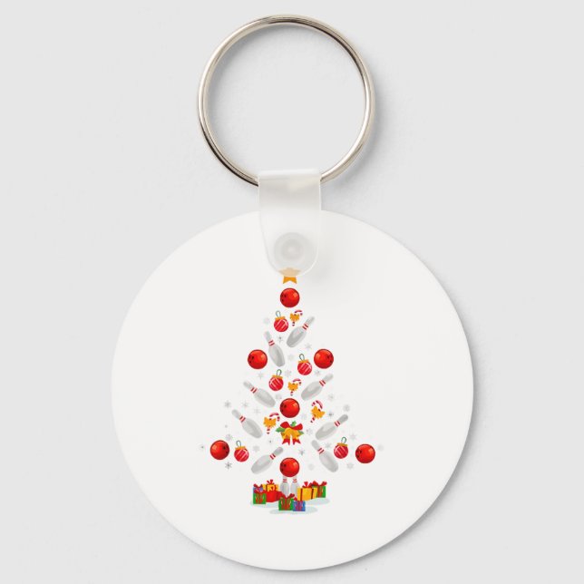Funny Bowling Christmas Tree Lights Xmas For Men W Key Ring (Front)