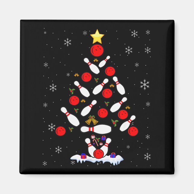 Funny Bowling Christmas Tree Lights Xmas For Men W Magnet (Front)