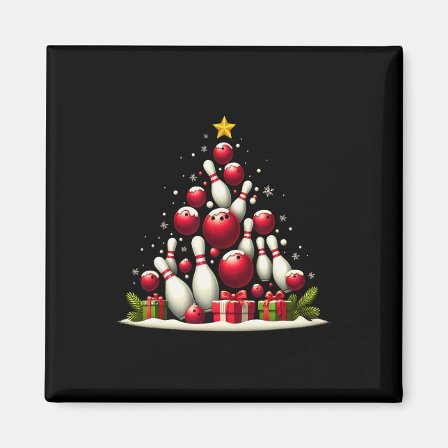 Funny Bowling Christmas Tree Lights Xmas For Men W Magnet (Front)
