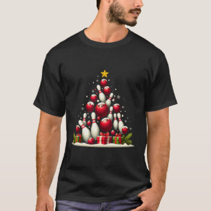 Funny Bowling Christmas Tree Lights Xmas For Men W T-Shirt