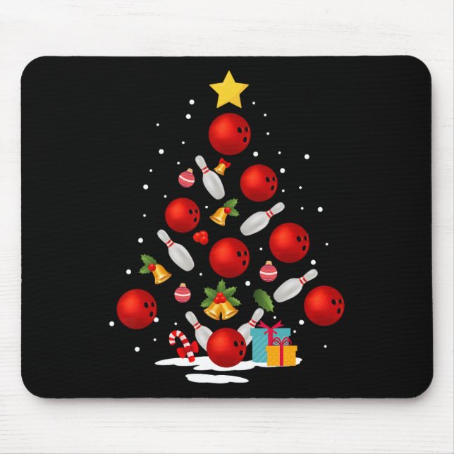 Funny Bowling Christmas Tree Lights Xmas Gifts For Mouse Mat (Front)