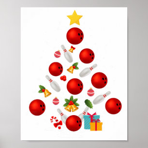 Funny Bowling Christmas Tree Lights Xmas Gifts For Poster