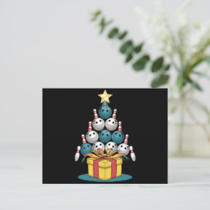 Funny Bowling Christmas Tree Lights Xmas Gifts  Holiday Postcard