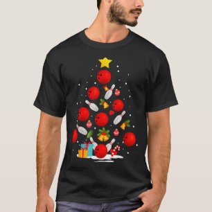 Funny Bowling Christmas Tree Lights Xmas Men Women T-Shirt