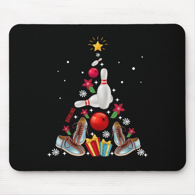 Funny Bowling Christmas Tree Ornament Decor Merry  Mouse Mat (Front)