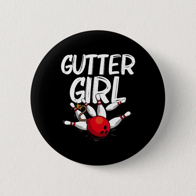 Funny Bowling Design For Girls Women Bowler Bowlin 6 Cm Round Badge (Front)