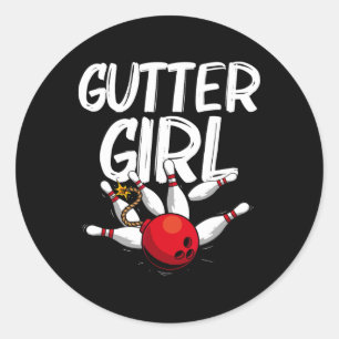 Funny Bowling Design For Girls Women Bowler Bowlin Classic Round Sticker