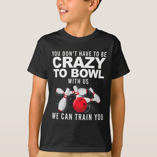 Funny Bowling Design For Men Women Kids Bowler Bow T-Shirt (Front)
