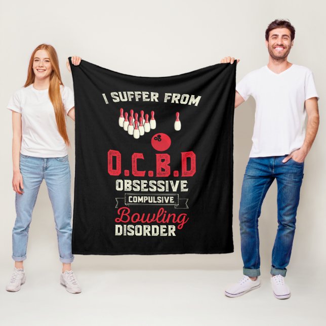 funny Bowling disorder word art sports Fleece Blanket (In Situ)