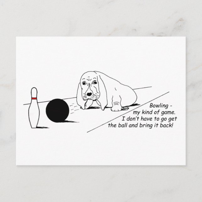 Funny Bowling Dog Postcard (Front)