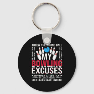 funny Bowling excuses word art sports Key Ring