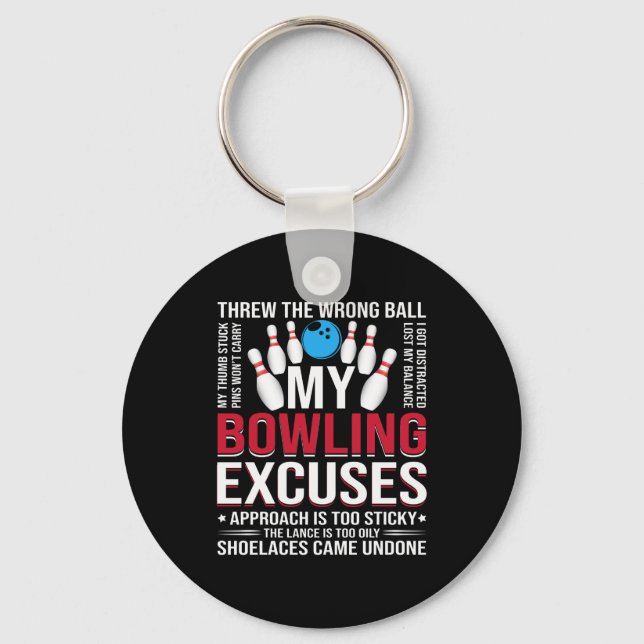 funny Bowling excuses word art sports Key Ring (Front)