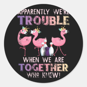 Funny Bowling Flamingo  Classic Round Sticker
