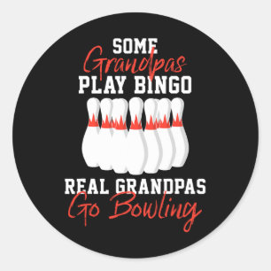 Funny Bowling Gift For Grandpa Or Dad Classic Round Sticker