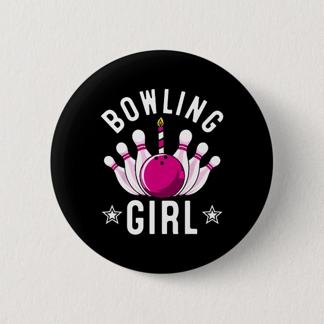 Funny Bowling Gift For Kids Cool Bowler Girls Birt 6 Cm Round Badge (Front)