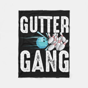 Funny Bowling Gift For Men Women Cool Gutter Gang Fleece Blanket
