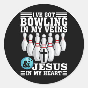 Funny Bowling Gift For Men Women Cute Bowler And J Classic Round Sticker