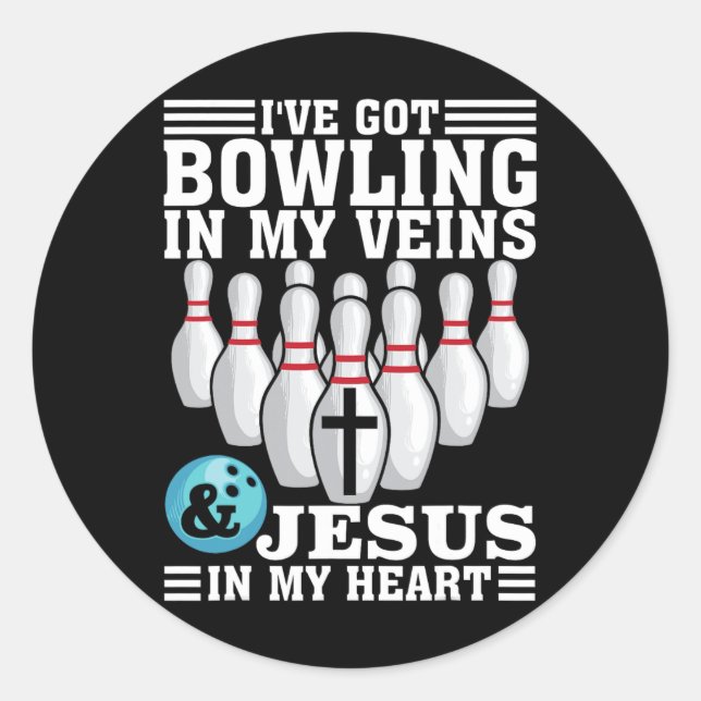 Funny Bowling Gift For Men Women Cute Bowler And J Classic Round Sticker (Front)