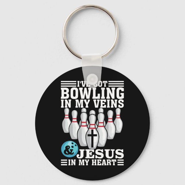 Funny Bowling Gift For Men Women Cute Bowler And J Key Ring (Front)