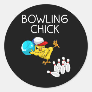 Funny Bowling Gift Women Cute Bowling Chick Sports Classic Round Sticker