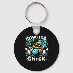 Funny Bowling Gifts Cute Or Bowling Chick Sports Key Ring