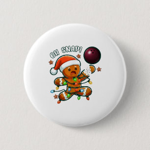 Funny Bowling Gingerbread Cookie Lights Oh Snap Gi 6 Cm Round Badge