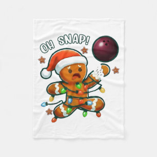 Funny Bowling Gingerbread Cookie Lights Oh Snap Gi Fleece Blanket