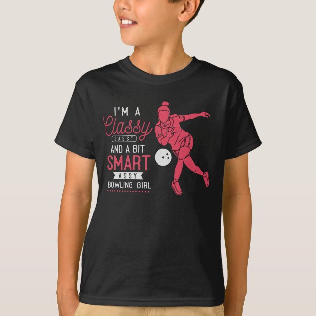 Funny Bowling Girl Witty Bowler Humour T-Shirt (Front)