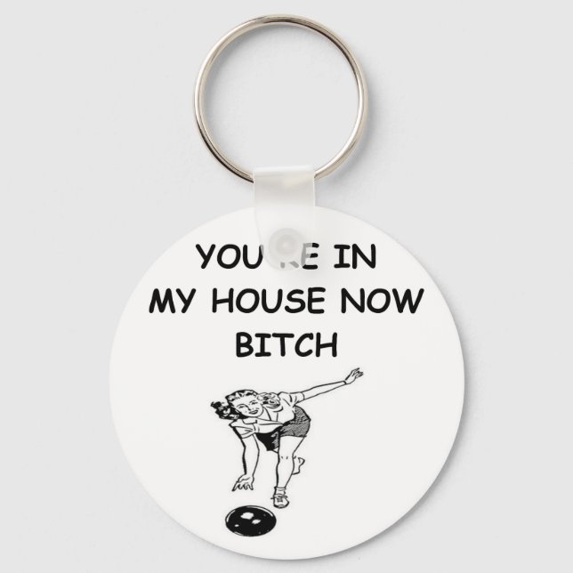 funny bowling joke key ring (Front)