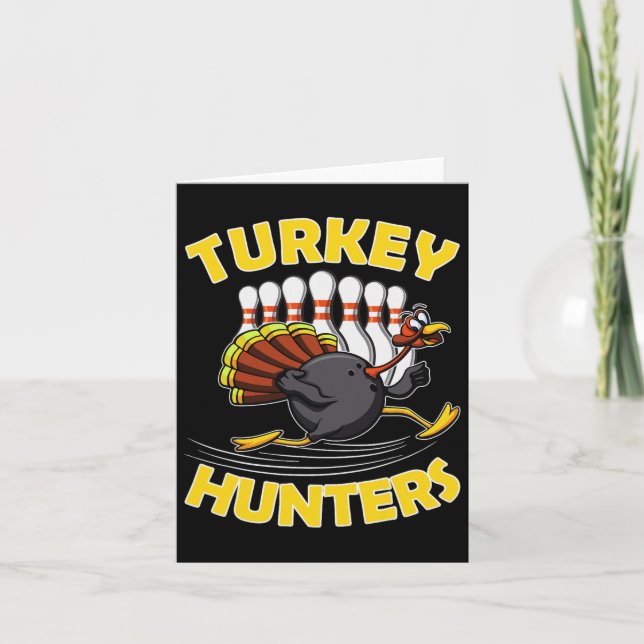 Funny Bowling Kids Turkey Hunters  Card (Front)