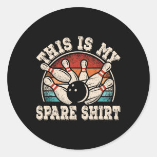 Funny Bowling Lover Bowler Retro This Is My Spare Classic Round Sticker
