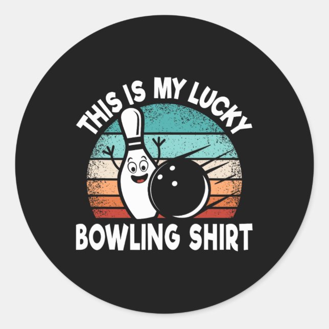 Funny Bowling Lover Bowler This Is My Lucky Bowlin Classic Round Sticker (Front)