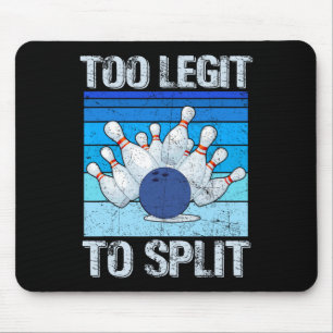 Funny Bowling Lover Bowler Too Legit To Split Retr Mouse Mat
