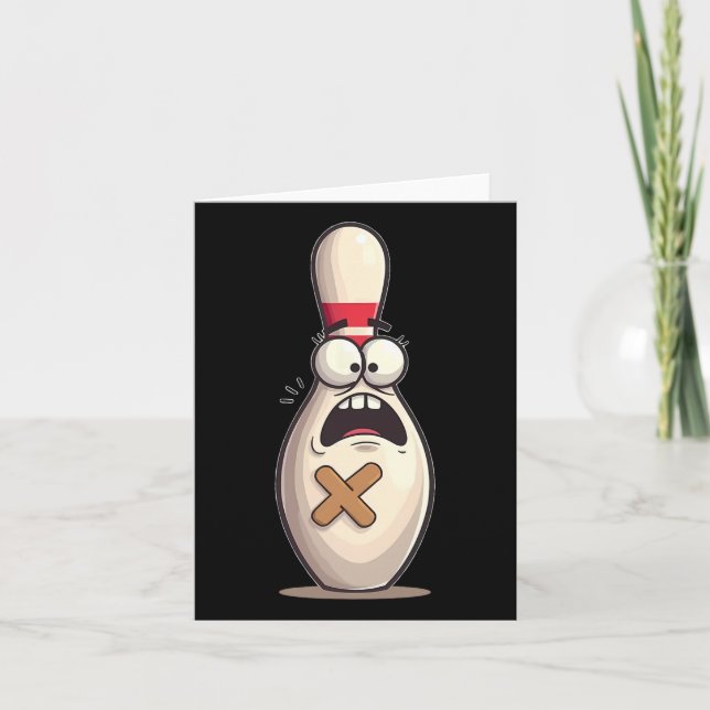 Funny Bowling Lover Bowlers Scared Pin Graphic For Card (Front)