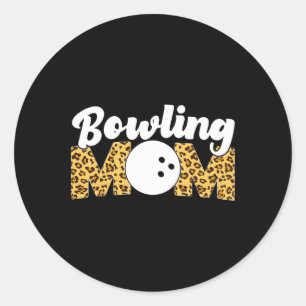 Funny Bowling Mom Leopard Cheetah Bowling Mom  Classic Round Sticker