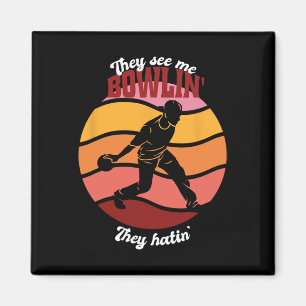 Funny Bowling Party Theme Vintage Magnet