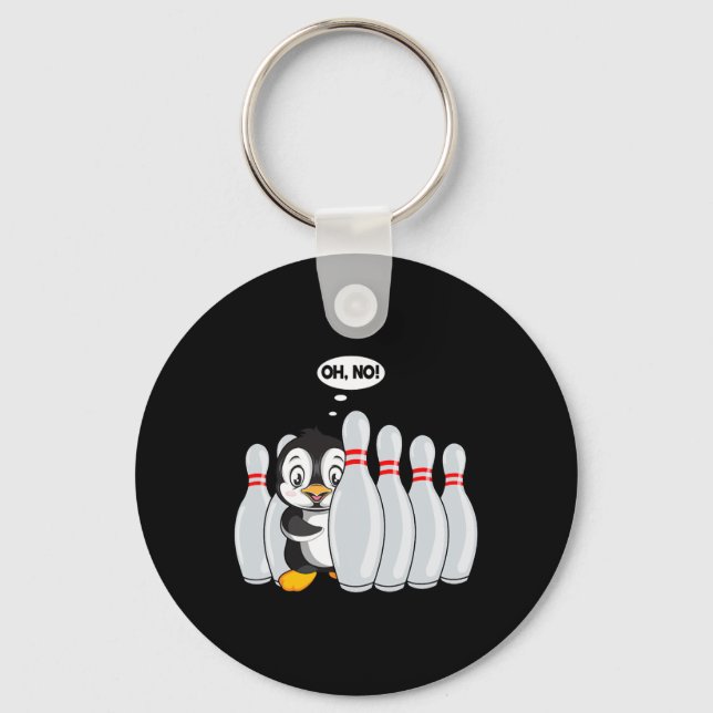 Funny Bowling Pin Cute Penguin For Bowling Lover K Key Ring (Front)