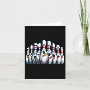 Funny Bowling Pins Cute Scared Bowling Sport Bowle Card